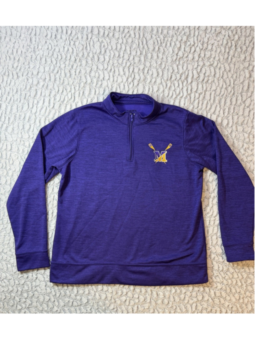 Holloway Unisex Purple Solid Fleece 1/4 Zip Mock Neck Embroidered Logo L